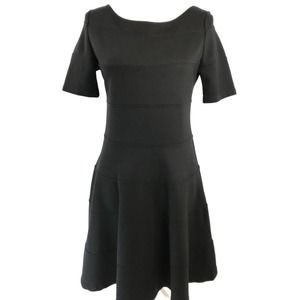 Zara Basic Short Sleeve Fit and Flare Heavy Knit Dress Black Size XL